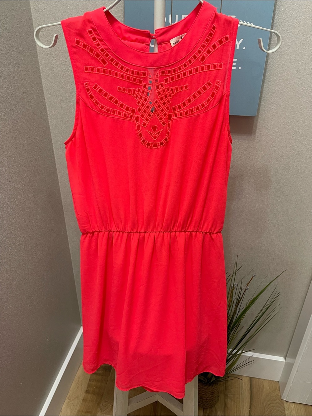 Maison Jules Coral Cutout Sleeveless Dress